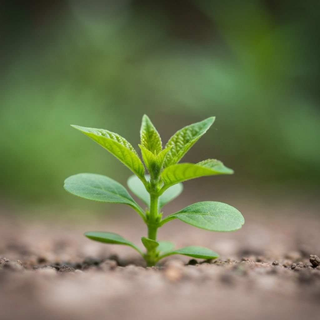 Small green plant growing in natural light